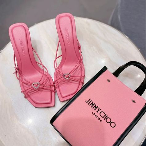 Designer Heels Aesthetic, Pink Designer Heels, Pink Jimmy Choo, Fashion Design Projects, Raining Sound, Heart Heels, Study Together, Extraordinary Fashion, Study With Me