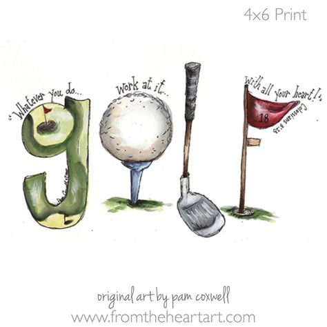 Golf Clip Art, Golf Drawing, Golf Crafts, Golf Painting, Golf Birthday Cards, Colossians 3 23, Golf Cards, Golf Pictures, Zentangle Doodle