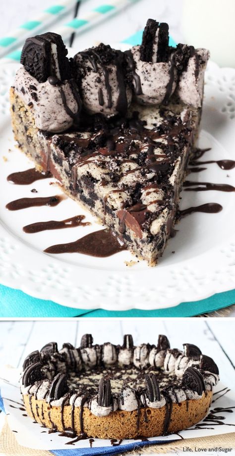 Cookies And Cream Cookie, Oreo Dessert Easy, Oreo Cookie Cake, Life Love And Sugar, Oreo Cookie Recipes, Oreo Dessert Recipes, Cookies And Cream Cake, Cookie Pizza, Cookie Cake Recipe