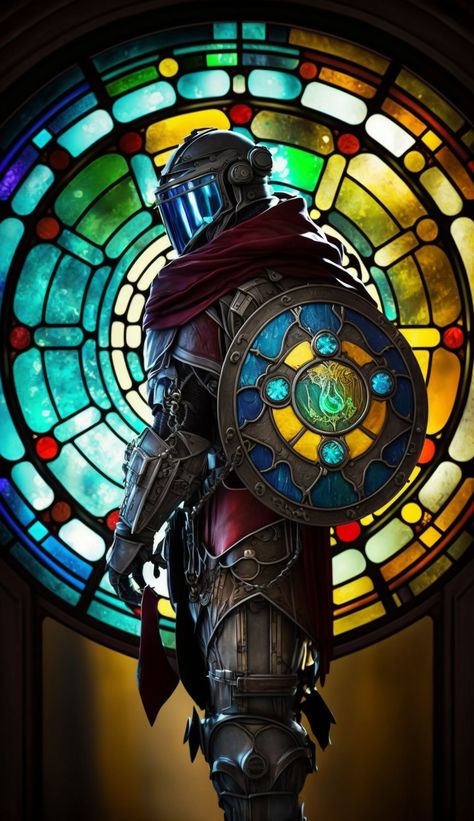 Stained Glass Armor, Glass Armor, Horror Ideas, Out Of Gas, Arkham Horror, D D Character Ideas, Mind Palace, Ren Fair, Black Knight