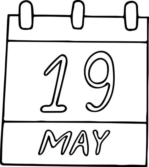 calendar hand drawn in doodle style. May 19. Day, date. icon, sticker element for design. planning, business holiday Date Icon, International Students Day, World Science Day, Penguin Awareness Day, World Refugee Day, International Friends, World Photography Day, Nuclear Test, Students Day