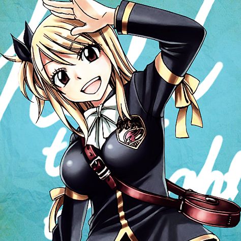 Lucy  in school outfit or just an outfit with fairy tail emblem on it. Fairy Tail Natsu And Lucy, Fairy Tail Pictures, Fariy Tail, Anime Fairy Tail, Fairy Tail Girls, Fairy Tail Nalu, Fairy Tail Lucy, Fairy Tale Anime, Fairy Tail Guild