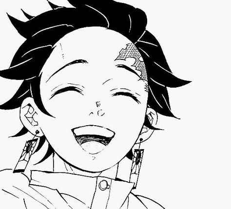 Tanjiro Manga, Kimetsu No Yaiba, Piercings, Black And White, Tumblr, Hair, Anime, White, Black