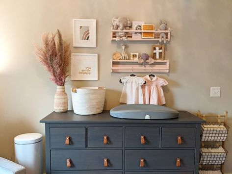 Shelves Above Dresser, Above Dresser, Hemnes Ikea, Small Wooden Shelf, Baby Dresser, Baby Zimmer, Baby Room Inspiration, Baby Boy Room Nursery, Baby Boy Rooms