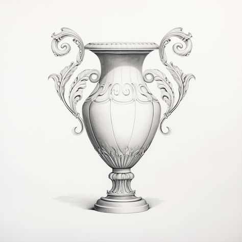 Rokoko Art, Ornamental Vase Tattoo, Ancient Vase Tattoo, Ornate Vase Tattoo, Greek Vase Tattoo, Antique Vase Drawing, Engraving Tattoo, Flower Png Images, Traditional Tattoo Designs