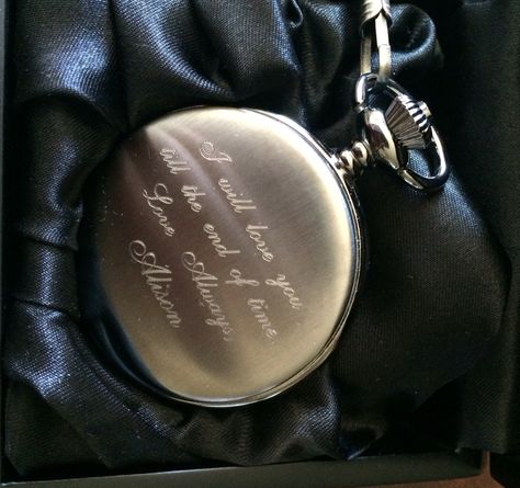 Pocket watch I got made for my husband for are first wedding anniversary Pocket Watch Wedding, Groom Pocket Watch, Rock Wedding, Creative Gifts For Boyfriend, First Wedding Anniversary, Anniversary Ideas, Picture Gifts, Love Always, Tiffany Heart