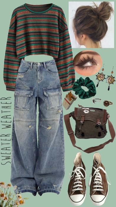 Sweater Weather🍂 Outfit | ShopLook Low 80s Weather Outfit, Sweater Weather Outfits Aesthetic, Outfits For Colder Weather, Weather Themed Outfits, Warmish Weather Outfits, Sweater Outfits Aesthetic Grunge, Sweater Weather Marauders, Outfits For 60 Degree Weather, 60 Degree Weather Outfit