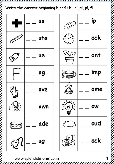 Blend Words Worksheets, Kindergarten Blends, L Blends Worksheets, Blends Worksheets Kindergarten, Beginning Blends Worksheets, Grade 2 English, Consonant Blends Worksheets, Ch Words, First Grade Reading Comprehension