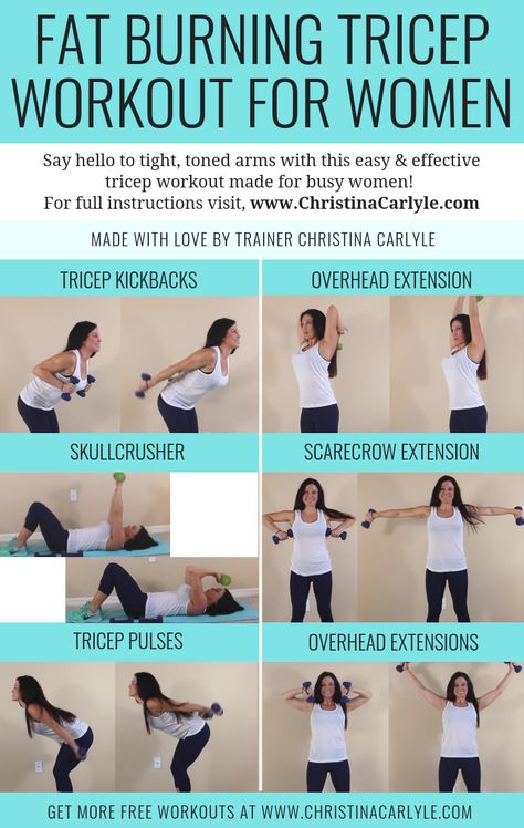 Tricep Workout for Women to burn Fat and Get Tight Toned Arms Tricep Workout, Tricep Kickback, Weight Training Programs, Arm Workout Women, Workout For Women, Toned Arms, Triceps Workout, Yoga Photography, Free Workouts