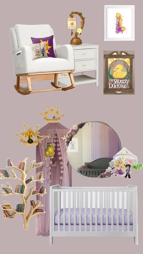 Rapunzel Nursery, Tangled Nursery, Nursery Moodboard, Home Nursery, Nursery Room Inspiration, Themed Nursery, 3rd Baby, Nursery Themes