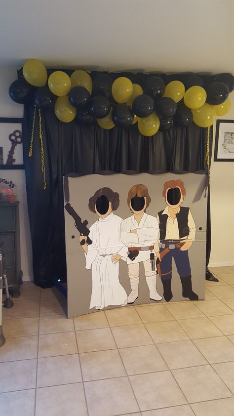 Star Wars party photo booth Star Wars Themed Trunk Or Treat, Star Wars Trunk Or Treat Ideas For Suv, Star Wars Party Decor, Star Wars Trunk Or Treat Ideas, Trunk Or Treat Star Wars, Star Wars Photo Booth, Christian 2024, Star Wars Decorations, Revenge Of The 5th