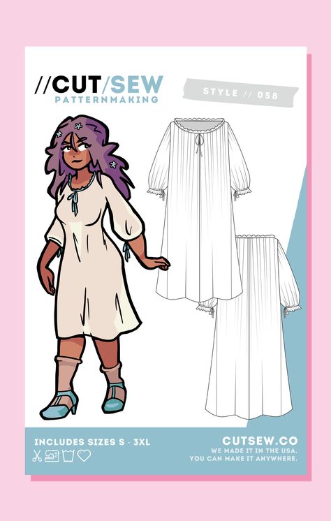 058 // CHEMISE Diy Dress Pattern Easy, Japanese Sewing Patterns Free, Mexican Radio, Live Deliciously, Fair Outfit, Japanese Sewing Patterns, Plus Size Sewing Patterns, Plus Size Patterns, Plus Size Sewing