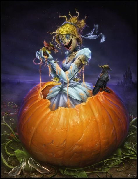 Scary Disney - (Slightly Different) Princess Cinderella "Cinderella" Princess Gone Bad, Evil Disney Princesses, Creepy Disney, Twisted Princesses, Dark Disney Art, Twisted Fairytales, Zombie Princess, Twisted Disney Princesses, Disney Horror