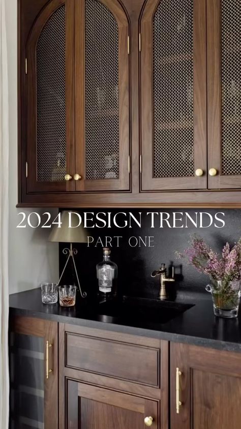 2024 Design Trends- Part One ✨ Which design trend do you think will be your favourite in 2024?? #2024designtrends #designtrends… | Instagram Kitchen Ideas Dark Cabinets Espresso, 2024 Design, Dark Kitchen Cabinets, Furniture Trends, Wet Bar, Home Gadgets, Bar Design, Kitchen Inspirations, Bar Decor