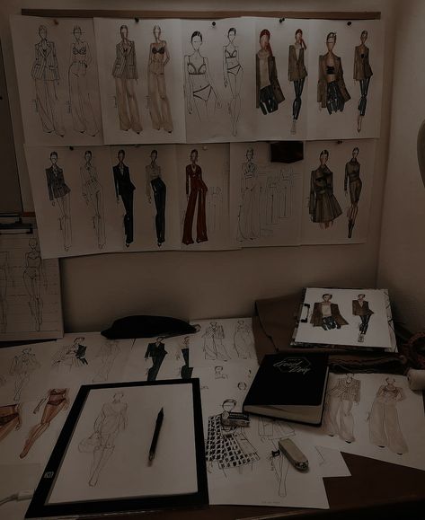 Fashion Designer Aesthetic, Job Aesthetic, Fashion Designer Studio, Fashion Dream Job, Designer Aesthetic, จีซอง Nct, Fashion Career, Fashion Figure Drawing, Fashion Student