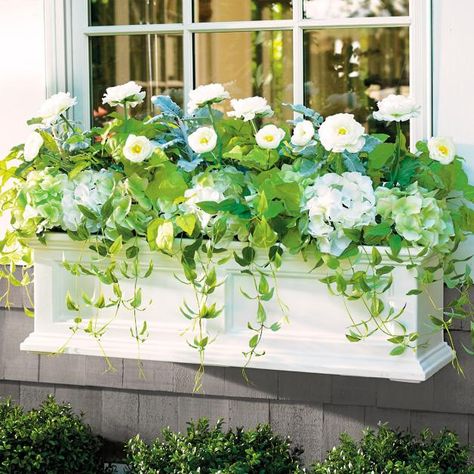 Faux Flowers For Window Boxes? (Could You? Would You?) - Addicted 2 Decorating® Window Boxes Diy, Window Box Plants, Fake Window, Plant Window, Window Box Flowers, Window Planters, Faux Window, Diy Planter Box, Flower Window