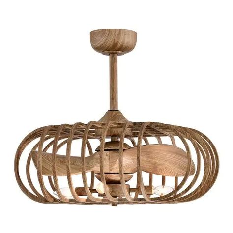 Oren 27 Inch Wood Grain Farmhouse Style Fandelier with Remote | Bed Bath & Beyond Modern Coastal Interior Design, Coastal Ceiling Fan, Unique Ceiling Fans, Faux Wood Grain, Caged Ceiling Fan, Farmhouse Ceiling Fan, Ceiling Fan Design, Kitchen Nook, Wood Shades