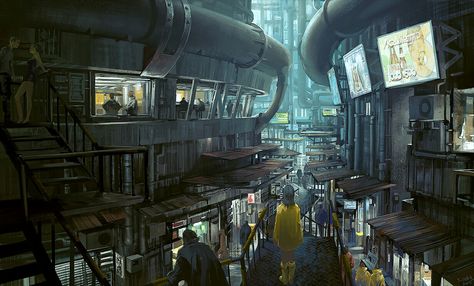 City Slums Concept Art, Slums Concept Art, City Slums, Blurry City, Hair Sign, Hive City, Scifi Environment, Sci Fi Landscape, Futuristic Building