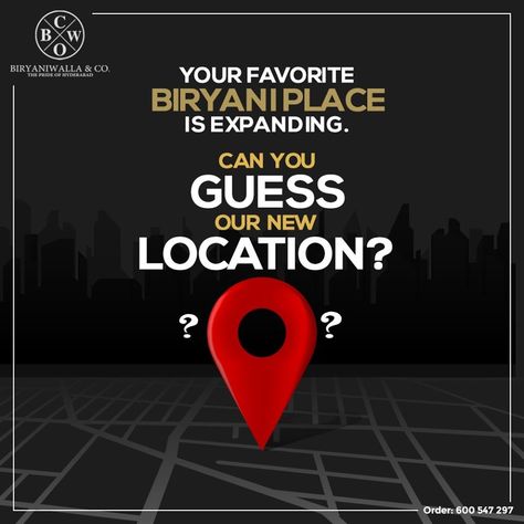 Something special is underway as preparations for our new outlet are almost done. We’ll disclose it real soon, until then can you take a guess of what our new location is going to be?   #Biryaniwallaco #HyderabadiBiryani #Prideofhyderabad #AuthenticTaste #AlNahda #dubai #guessthelocation #commentus Guess The Location Post, New Outlet Opening Poster, New Location Social Media Post, New Location Creative Ads, Our Location Social Media Design, Location Ads Design, Location Poster Design Ideas, Location Social Media Post, Location Ideas For Instagram Posts