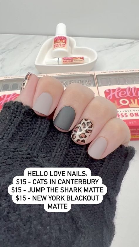 Hello Love Nails, Mixed Mani Ideas, Heart Leopard Nails, Hello Kitty Leopard Print Nails, Hello Love, Mani Ideas, Nails White, Leopard Print Nails, O Love