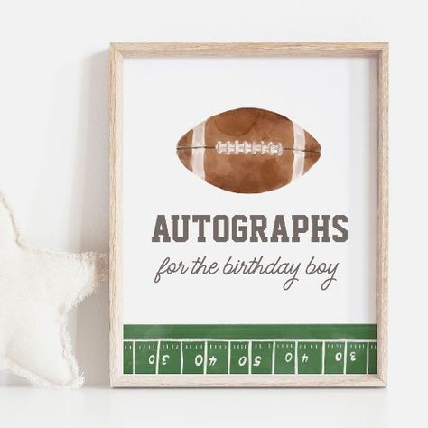 $11 | Autographs Football Birthday Party Sign - birthday party, kids birthday, football birthday, sports birthday, first year down, birthday decor, its game time, football party, autographs sign, autographs for the birthday boy Football First Birthday, Birthday Football, Chic Invitation, Football Birthday Party, Football Themes, Sports Birthday, Football Birthday, Party Sign, Football Party