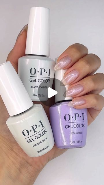 OPI Professionals on Instagram: "Glaze for dayssss 💦 @ricekittynails stuns in this custom glittery purple-ish pearl mani using shades from the #OPIYourWay collection.   Glazed N’ Amused + Snatch’d Silver + Suga Cookie = Suga N’ Snatch 🧚‍♂️🤍✨  #OPI #OPIObsessed" Glazed And Amused Opi, Opi Glazed And Amused, Glaze, Shades, Nails, Purple, Silver, On Instagram, Instagram