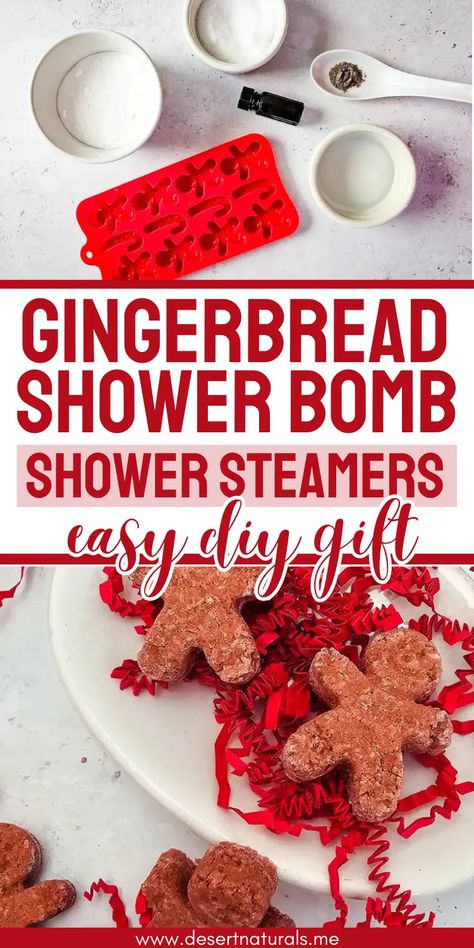 Learn how to make gingerbread shower bombs with essential oils for an easy handmade gift! This DIY shower steamer recipe brings the warmth of homemade natural remedies and Christmas together, filling your shower with comforting holiday scents of cinnamon, clove and ginger. These gingerbread shower bombs are perfect for yourself or as a holiday gift idea! They are easy to make and are a fun option if you want bath bombs but prefer showers. Christmas Shower Steamers, Shower Steamer Recipe, Bath Bomb Recipe Easy, Shower Steamers Diy, Diy Spa Gifts, Diy Gingerbread, How To Make Gingerbread, Easy Gingerbread, Gingerbread Gifts