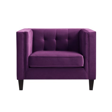 Inspired Home Elaine Velvet Button Tufted Club Chair Purple 1 Seater Sofa, Single Seater Sofa, Glam Furniture, Trendy Furniture, Swivel Barrel Chair, Furniture Trends, Parsons Chairs, Velvet Armchair, Club Chair