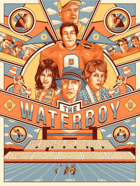 The Waterboy by Zachary Gonzalez The Waterboy, Adam Sandler Movies, Salty Popcorn, Gangs Of New York, Heath Ledger Joker, Movie Artwork, Green Knight, Cape Fear, Best Movie Posters