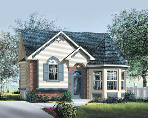 Plan #25-124 - Houseplans.com Victorian House Plan, Victorian House Plans, Victorian Style House, Cottage House Plan, House Big, Cottage Style House Plans, A Small House, Victorian Cottage, Bungalow House Plans