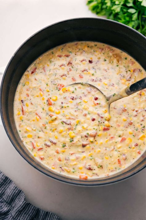 Corn Chowder Red Pepper Corn Chowder, Spicy Chicken Corn Chowder, Corn Chowder Recipe Vegetarian, Chicken Bacon Corn Chowder, Homemade Corn Chowder, Jalapeno Corn Chowder, Spicy Corn Chowder, Chipotle Corn Chowder, Mexican Corn Chowder