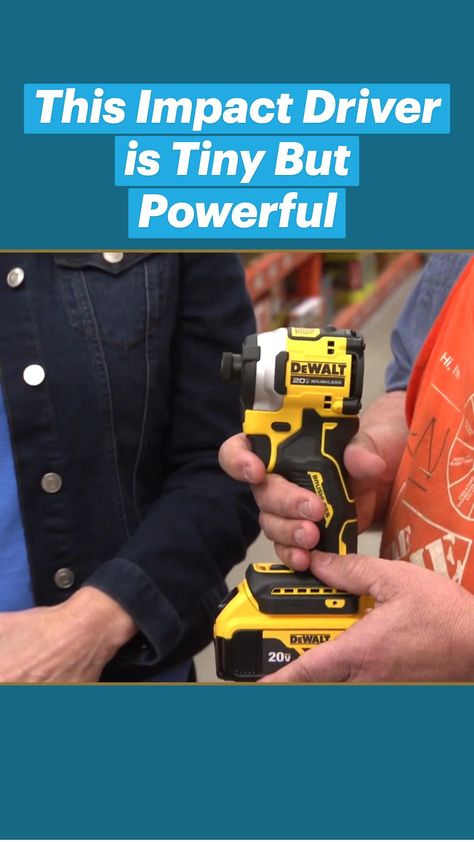 At under four inches long from head to back, this DeWalt compact driver is tiny but powerful and can easily work in cramped spaces. #sponsored Handheld Power Drills, Nail Drills, Impact Driver, Tools