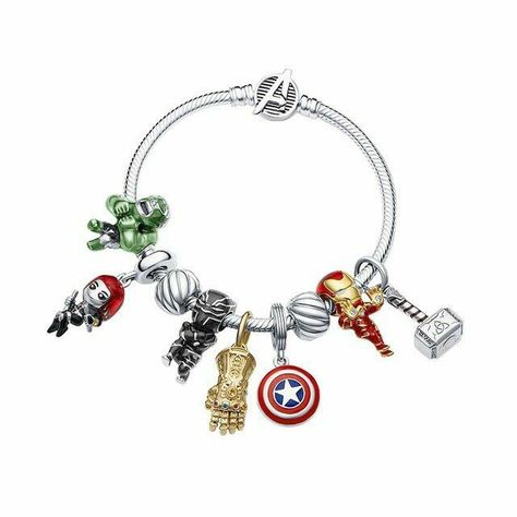 Avengers Logo, Disney Charms, Charm Holder, Snake Chain Bracelets, Bracelets And Necklaces, Glitter Hearts, Charm Rings, Gift Pouch, Disney Star Wars