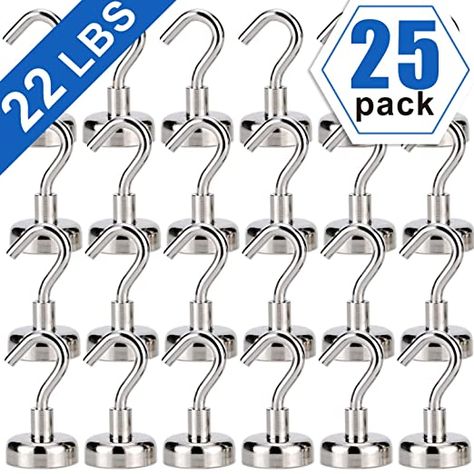 22Lbs Magnetic Hooks for Cruise, Grill, Towel, Indoor Hanging, Home, Kitchen, Workplace, Office and Garage - 25 Pack: Amazon.com: Home & Kitchen Laundry Detergent Container, Detergent Container, Garage Hooks, Workplace Office, Magnetic Hooks, Wreath Accessories, Adhesive Wall Hooks, Travel Trailer Remodel, Kitchen Ceiling