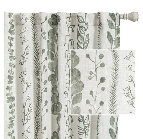 Green Curtains Living Room, Patterned Drapes, Sage Green Curtains, Farmhouse Living Room Curtains, Bedroom Linen, Tree Curtains, Elegant Draperies, Green Drapes, Drapes For Bedroom