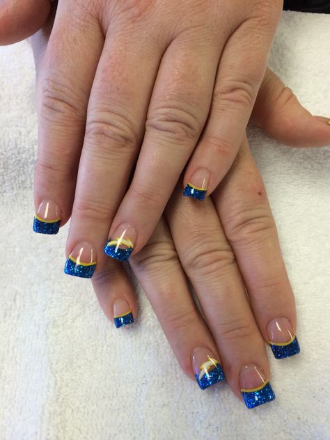 Charger Nails, Chargers Nails, Ffa Nails, Classy Gel Nails, Nfl Nails, La Chargers, Football Nails, Graduation Nails, Nails Fun