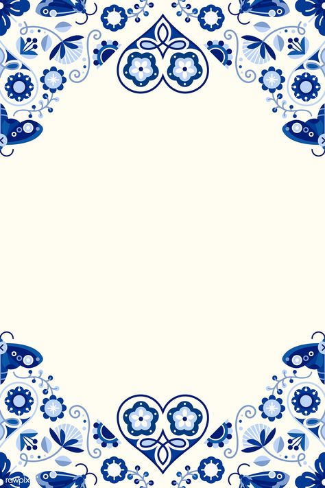 Blue folk art design element frame vector | premium image by rawpixel.com / manotang Talavera Pattern, Folk Pattern, Mexican Pattern, Folk Art Design, Scandinavian Pattern, Pattern Stamping, Folk Design, Frame Vector, Islamic Art Pattern