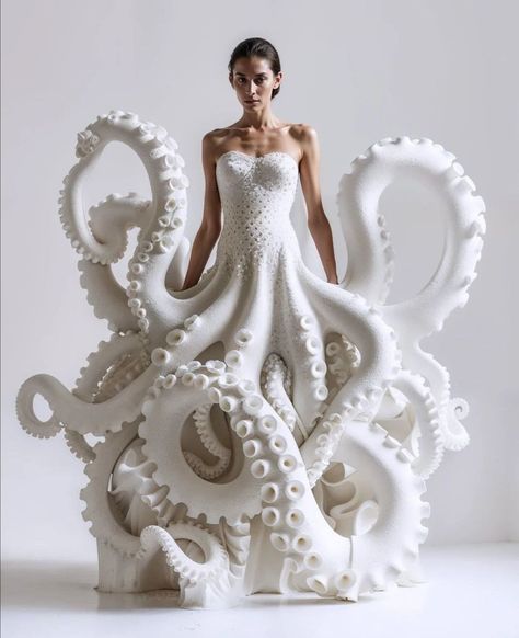 Octopus Clothes, Octopus Woman, Wallpaper Dress, Sea Life Theme, Sea Costume, Witch King Of Angmar, Styrofoam Art, Clay Monsters, Cinderella Costume