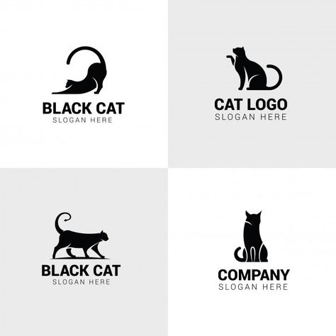 Set of cat logos Premium Vector Cat Logo Ideas, Animal Branding, Cat Cards Handmade, Cat Logos, Logo Cat, Cat Logo Design, Food Logo Design Inspiration, Ideas Graphic Design, Accessories Logo