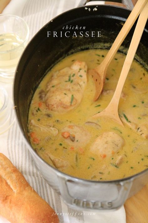 French Chicken Fricasse Recipe, Jenny Steffens Hobick, Chicken Fricassee, School Dinner, Summer Savory, Poultry Dishes, Sweet Rice, French Dishes, Summer Dinner