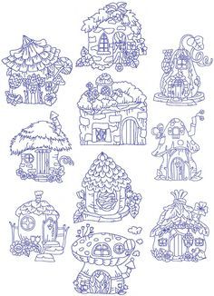 How To Draw Fairy Houses, Fairy Cottage Illustration, Mushroom Cottage Tattoo, Fantasy Cottage Drawing, Fairy House Embroidery, Mushroom Fairy House Tattoo, How To Draw A Fairy House, Fairy House Doodle, Cottage Drawings Simple