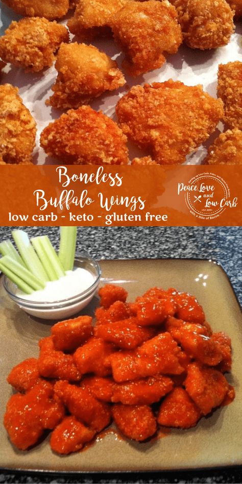 Keto Boneless Buffalo Wings. So good, you would never know that they are low carb. Boneless Buffalo Wings, Boneless Wings, Low Fat Low Carb, Low Carb Low Fat Recipes, Postre Keto, Boiled Egg Diet Plan, Best Low Carb Recipes, Low Carb Diet Recipes, Dinner Easy