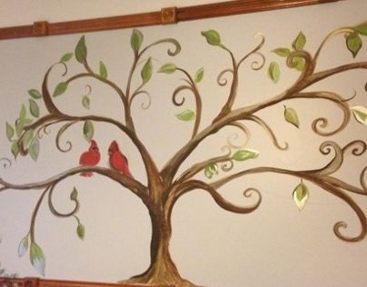 Corner Mural, Tree Of Life Mural, Family Tree Mural, Mural Tree, Whimsical Tree, Family Tree Tattoo, Pine Tree Tattoo, Tree Paintings, Abstract Tree Painting