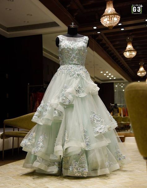 Grown Design Latest, Long Gown Dress Party Wear Net, Net Gown Designs Latest, Net Gown, Women Gown, Gown Green, Indian Wedding Gowns, Net Gowns, Gown Party Wear