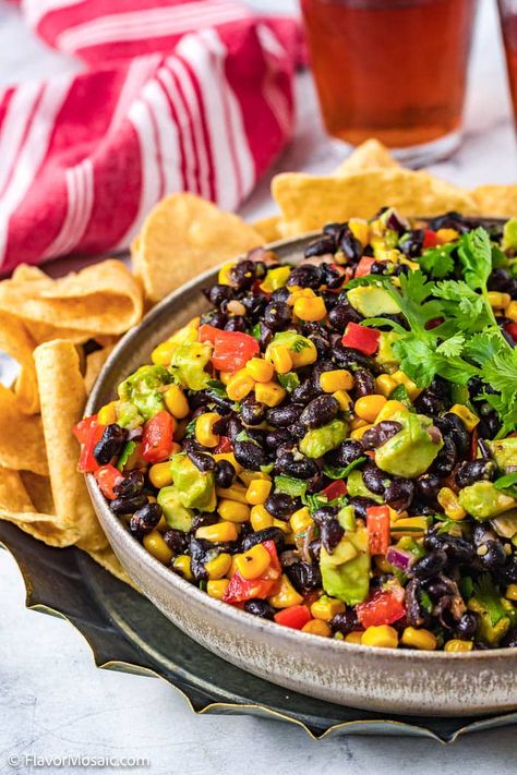 Corn And Black Bean Salad - Flavor Mosaic Mexican Corn And Black Bean Salad Recipe, Mexican Black Bean Corn Salad, Black Bean And Corn Salsa With Feta, Best Corn And Black Bean Salad, Fried Breaded Chicken Breast, Tomato Black Bean And Corn Salsa, Corn And Black Bean Salad, Corn And Bean Salad, Salad Dressing Recipes Vinaigrette