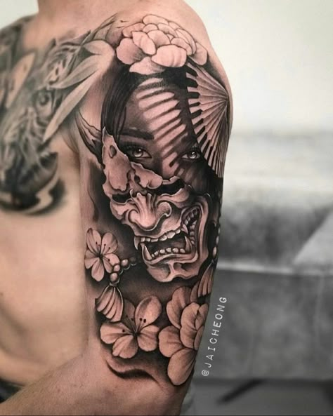 Hannya Maske Tattoo, Tato Geisha, Tato Realis, Tattoo Japonais, Female Tattoo Designs, Hannya Maske, Japanese Geisha Tattoo, Samurai Mask Tattoo, Tattoo Ideas For Female