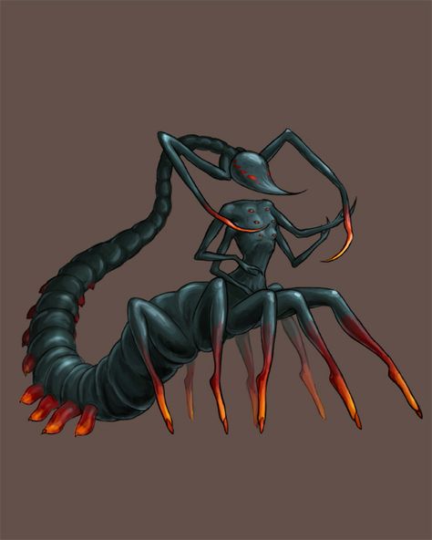 Centipede Woman by Kitsune-aka-Cettie.deviantart.com on @DeviantArt Centipede Character Design, Centipede Woman, Overlord Oc, Bug People, Monster Museum, Earthworm Jim, Spiderwick Chronicles, How To Draw People, Art Style Reference