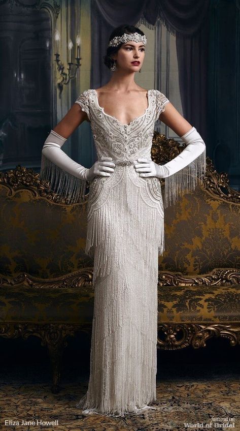 Wedding Dresses Vintage 20s, Gatsby Party Outfit, 1920s Wedding Dress, Eliza Jane, 1920s Wedding, Navy Bridesmaid Dresses, Backless Wedding, Vestidos Vintage, Backless Wedding Dress