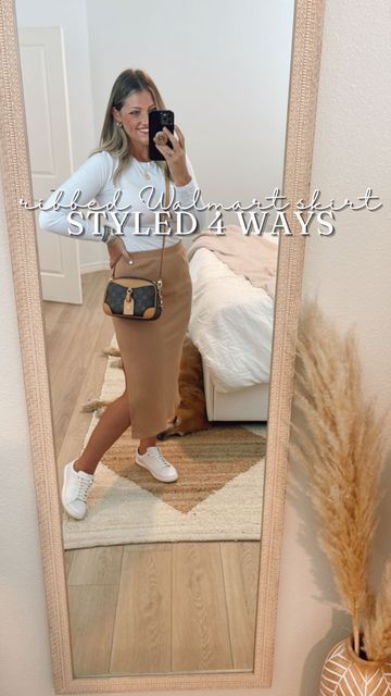 Midi Ribbed Skirt Outfit, Ribbed Skirt Outfit Fall, Black Midi Skirt Outfit Fall, Black Ribbed Skirt Outfit, Ribbed Skirt Outfit, Walmart Outfits, Outfit Links, Midi Skirt Outfit, Ribbed Skirt