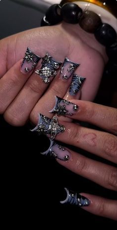 Black And Silver Duck Nails, Silver Duck Nails, J Nails, Rare Features, Back To School Nails, Duck Nails, Birthday Inspo, School Nails, Nara